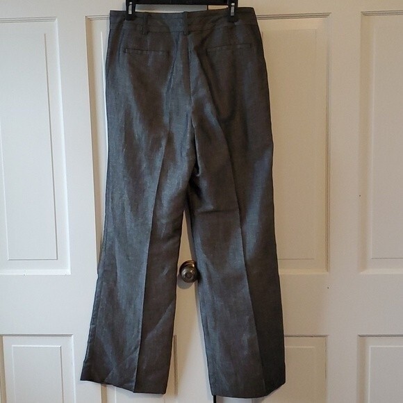TALBOTS LINEN DRAWSTRING WIDE STRAIGHT LEG GRAY PANTS SIZE 10 BEACHY HIGH WAIST - Picture 4 of 11